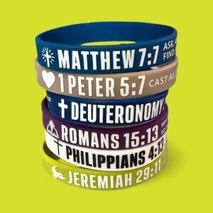 Bible Verse Bracelets - Stackable Wristbands - Set Of 6 - Stocking Stuffer